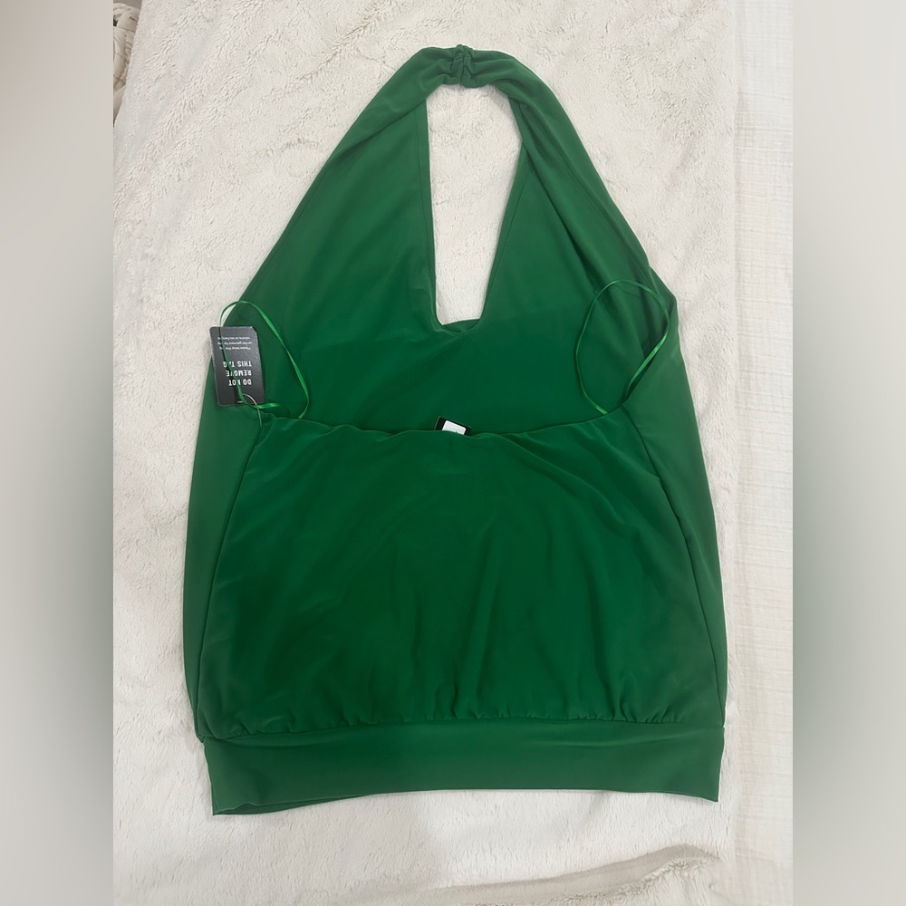 Express Vibrant Green Halter Top - Picture 2 of 5